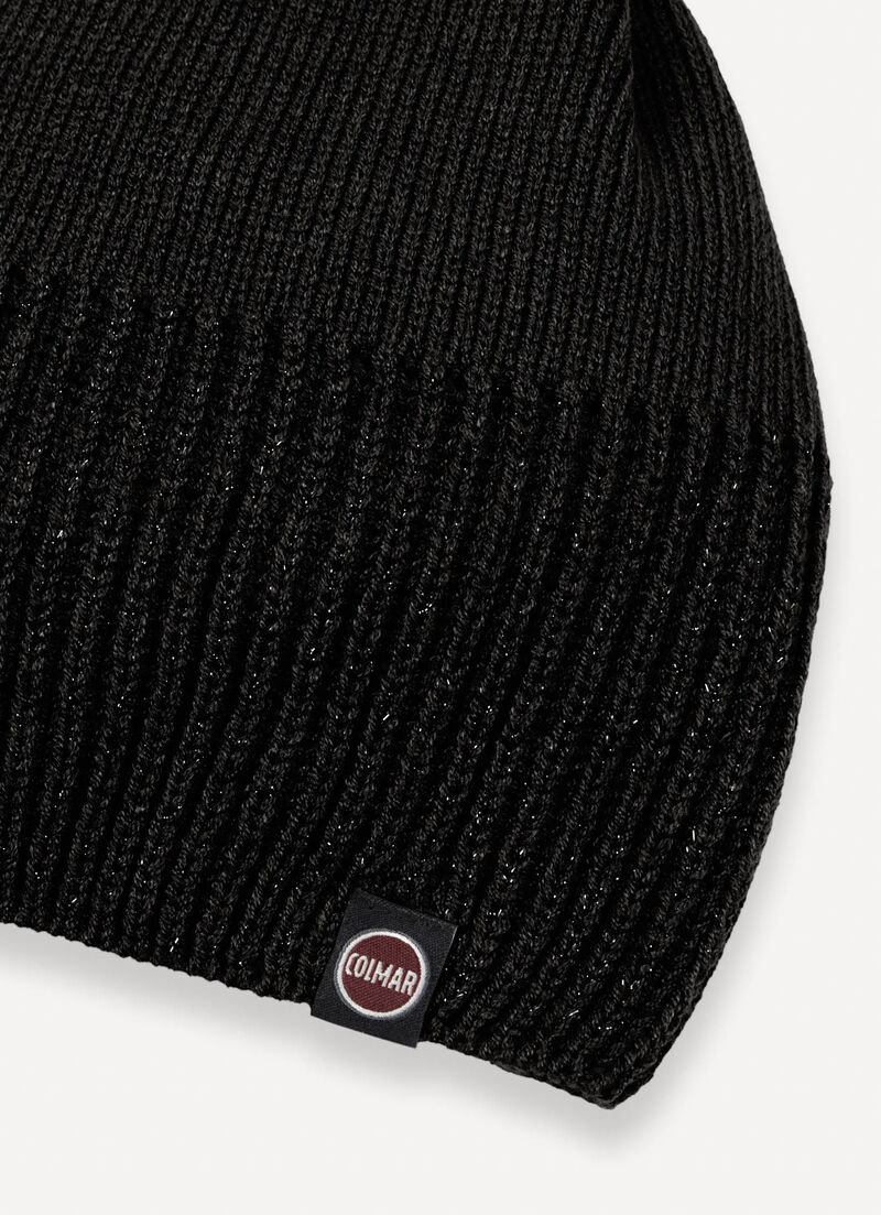 Hat with lurex rib knit