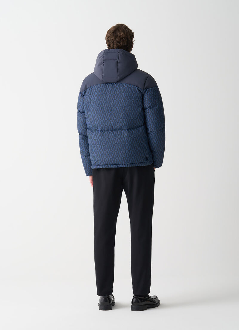 Down jacket with geometric print