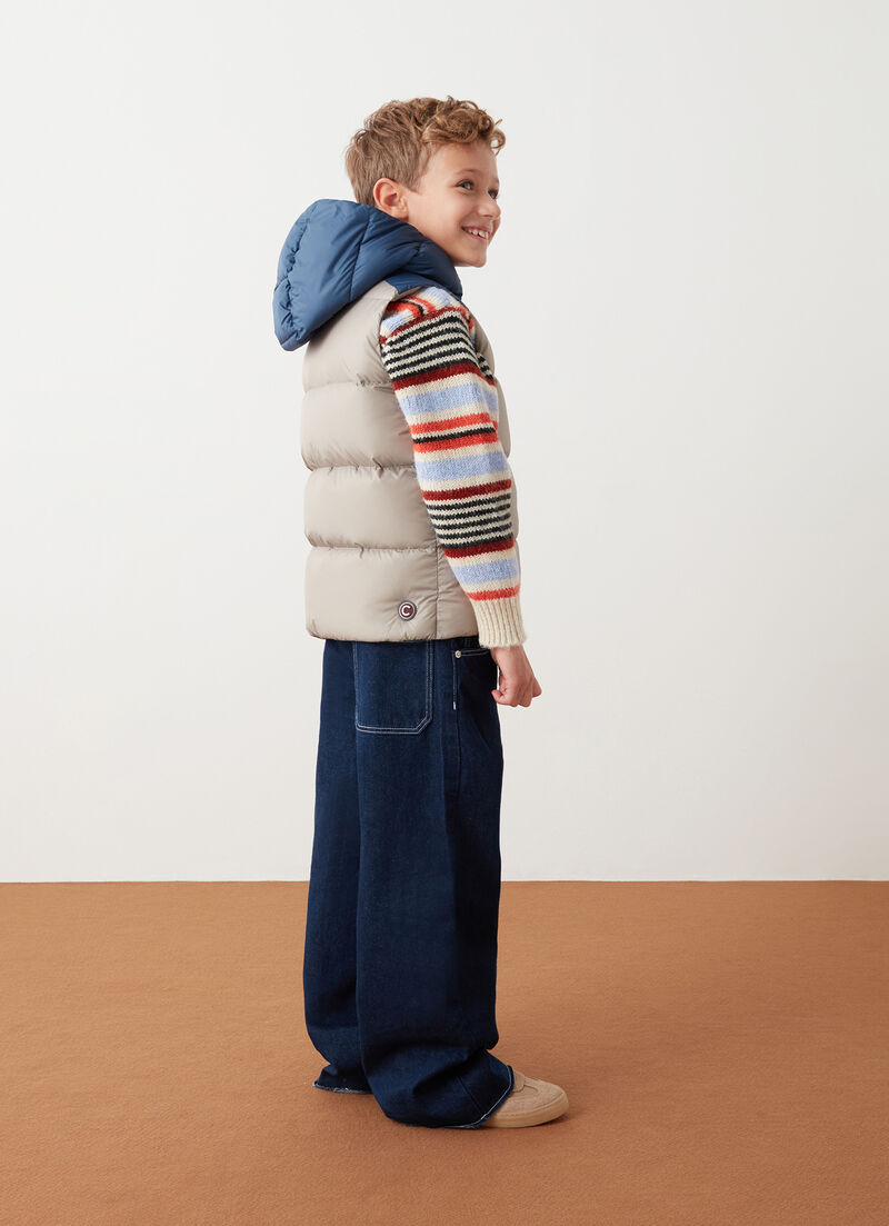 Two-tone down vest with hood