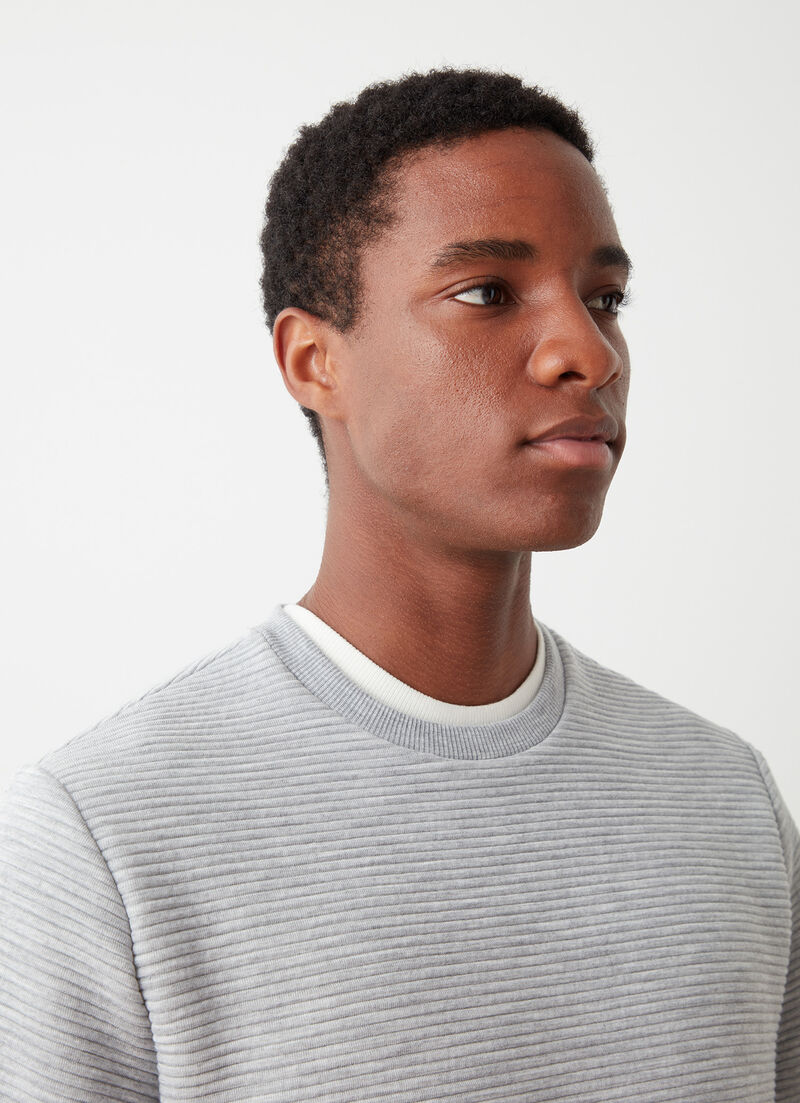 Crew-neck ribbed ottoman sweatshirt