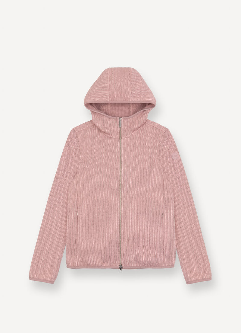 Rib-knit pullover with hood