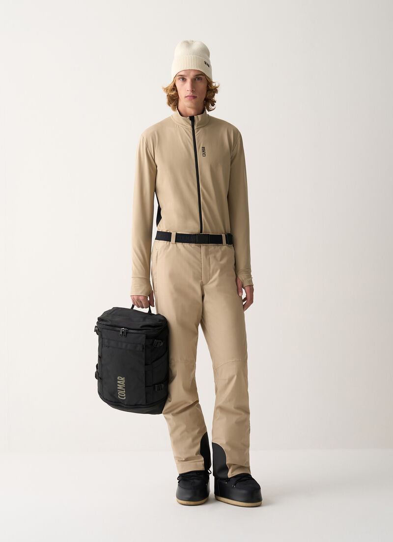Padded pinstripe ski trousers
