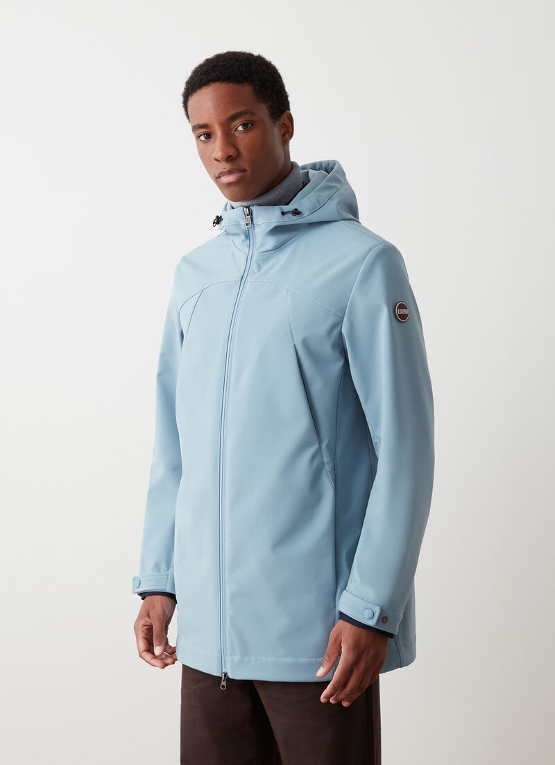 Long waterproof autumn-weight softshell jacket