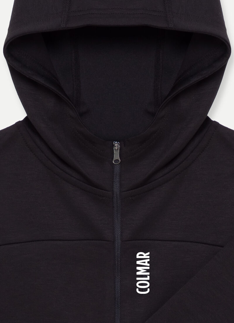 Stretch interlock hooded sweatshirt