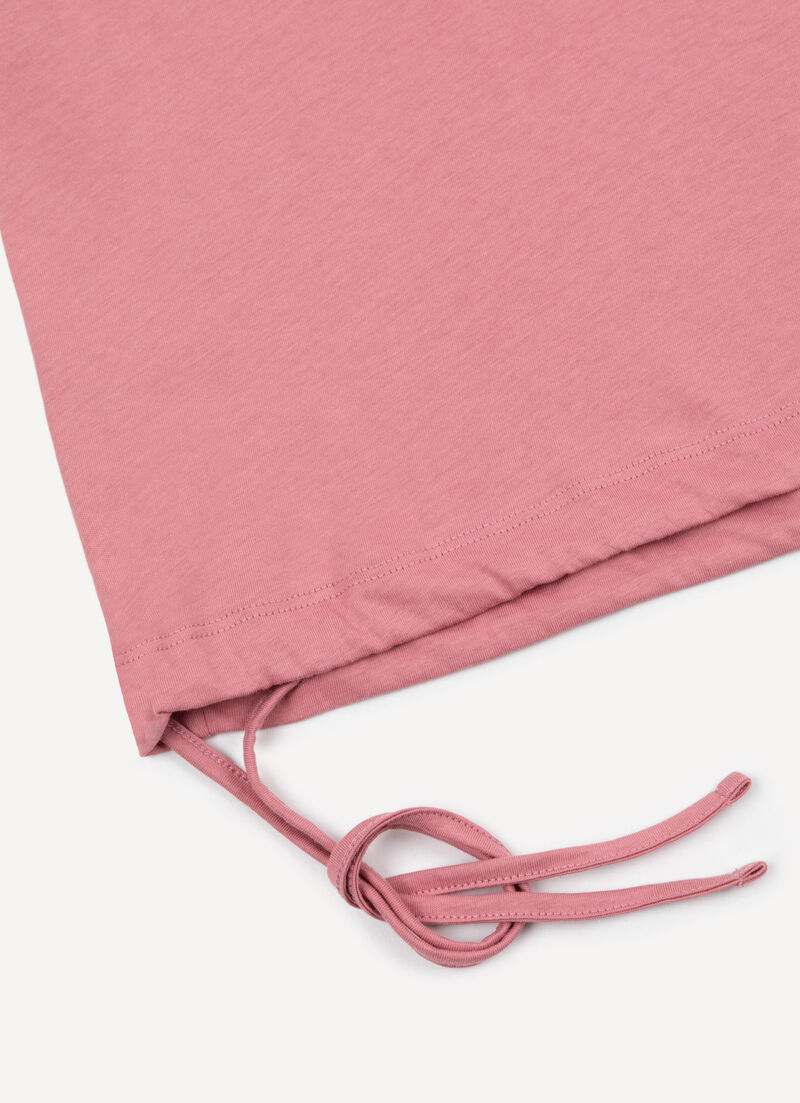 Cropped T-shirt with drawstring