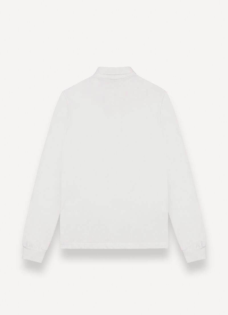 Long-sleeved polo shirt in stretch piqué
