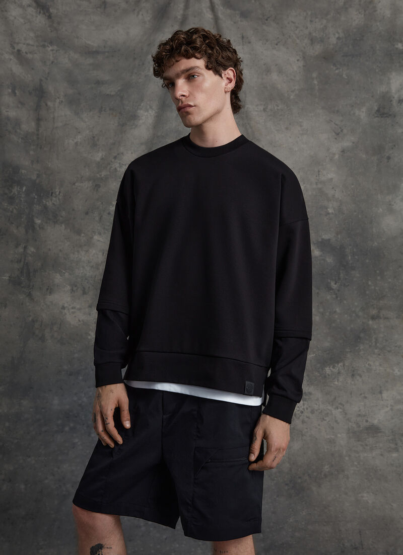 Crewneck cotton-blend sweatshirt