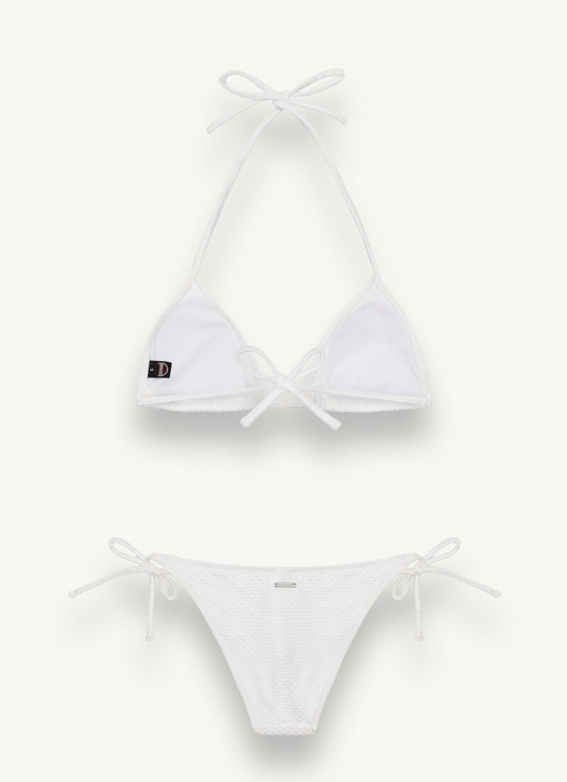 Triangle bikini in textured fabric