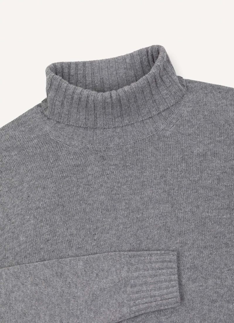 Branded wool polo-neck pullover