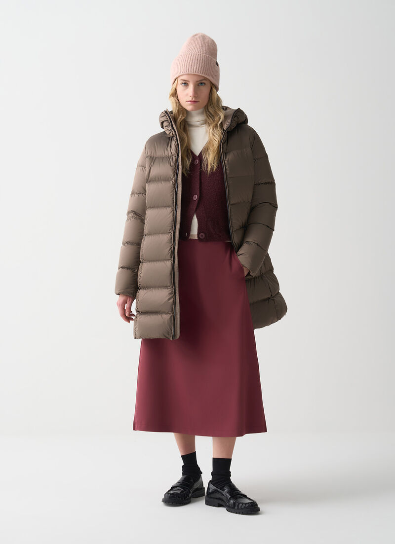 Long down jacket with hood