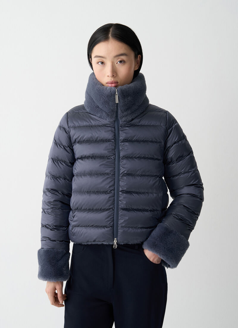 Reversible faux fur down jacket