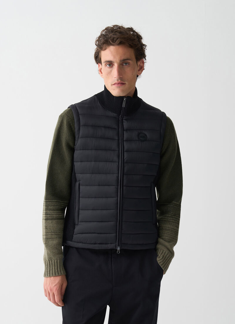 Vest with rib-knit inserts