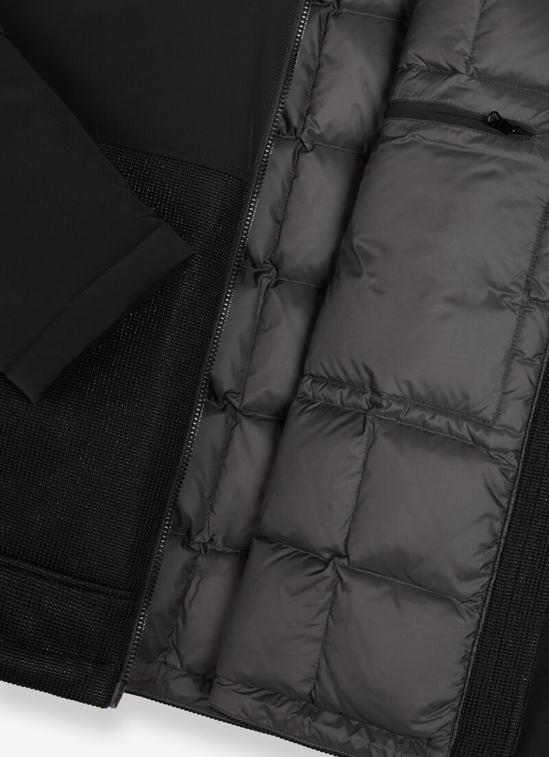 Bi-material down jacket