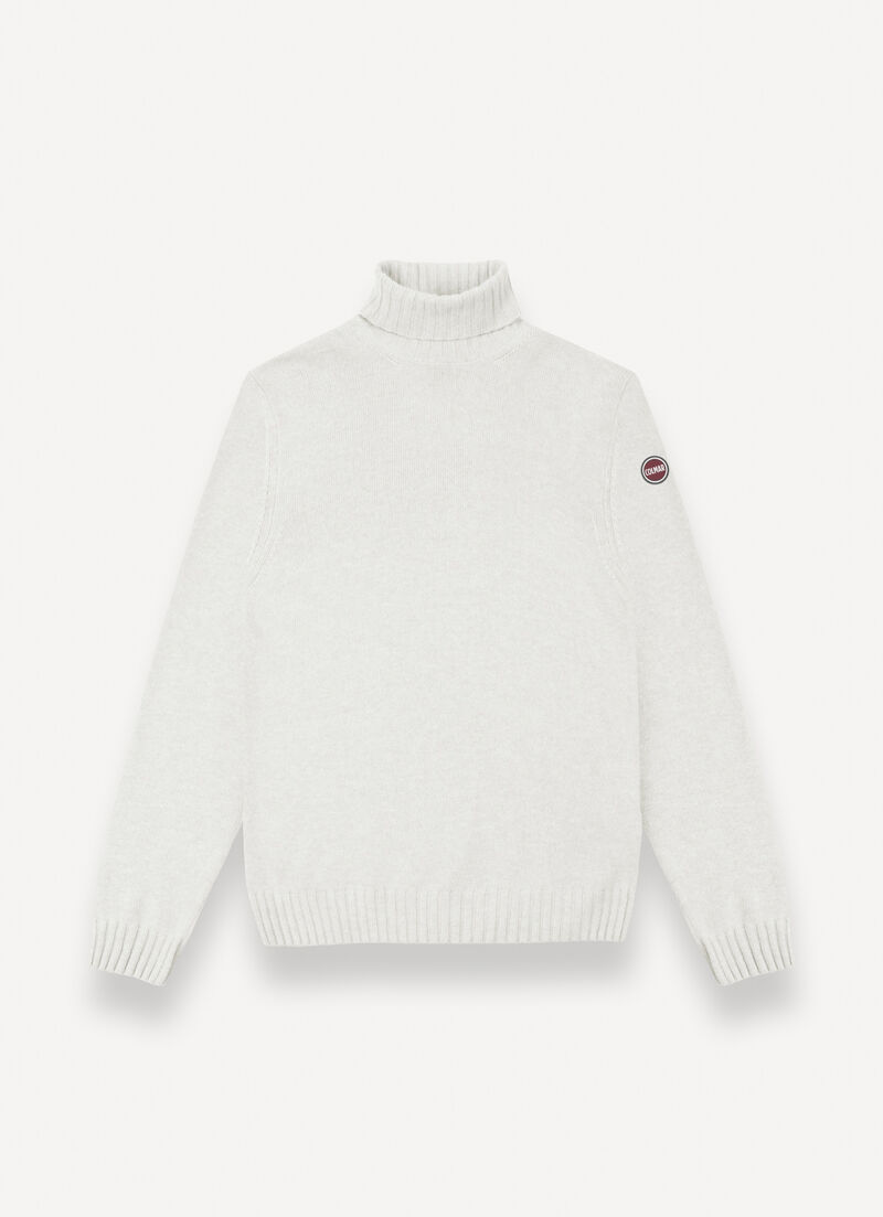 Branded wool polo-neck pullover