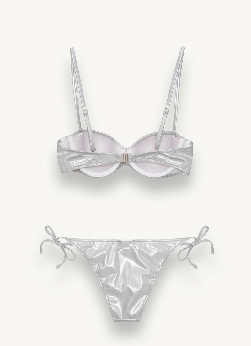 Balconette bikini with glitter coating