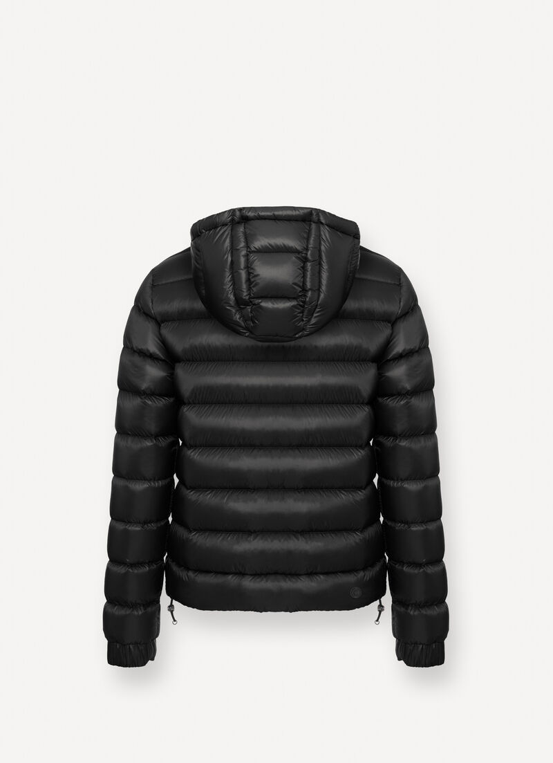 Glossy hooded down jacket