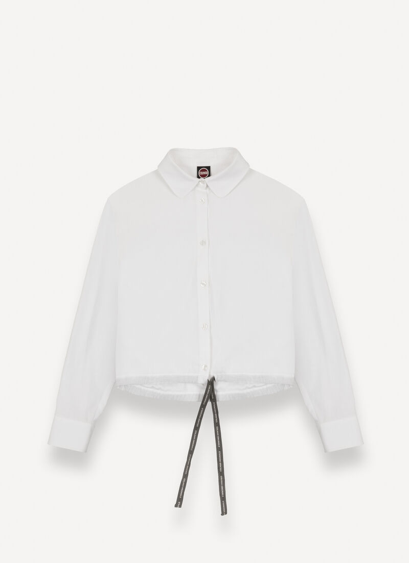 Cropped shirt with drawstring