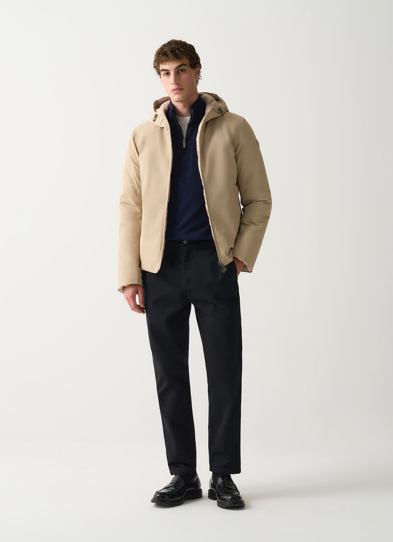 Reversible waterproof down jacket