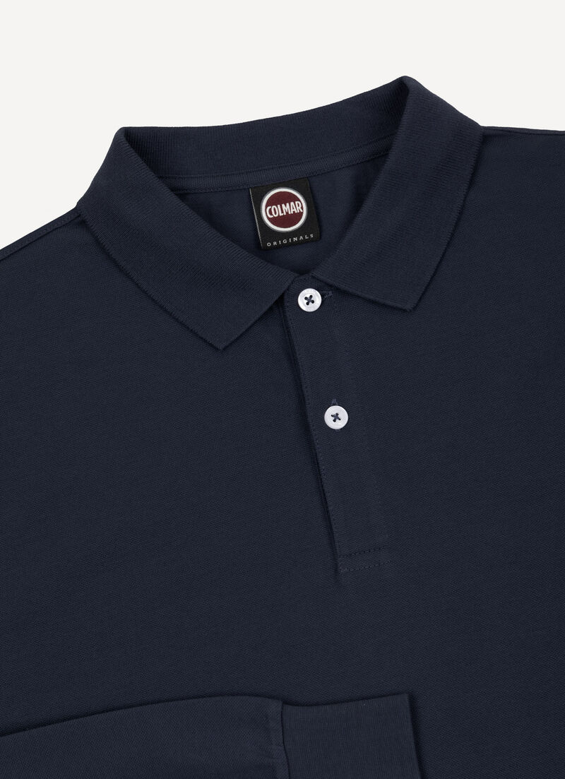 Long-sleeved piqué polo shirt