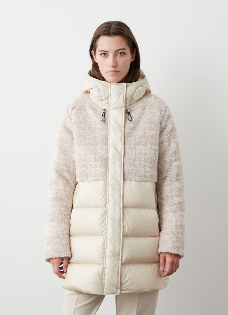 Hooded jacquard down jacket
