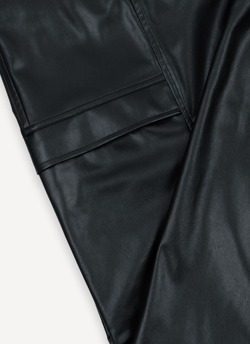 Faux leather cargo trousers