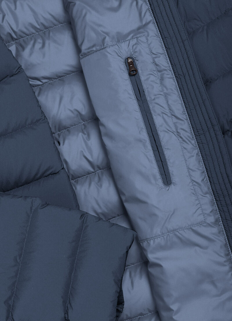 Down jacket with detachable hood