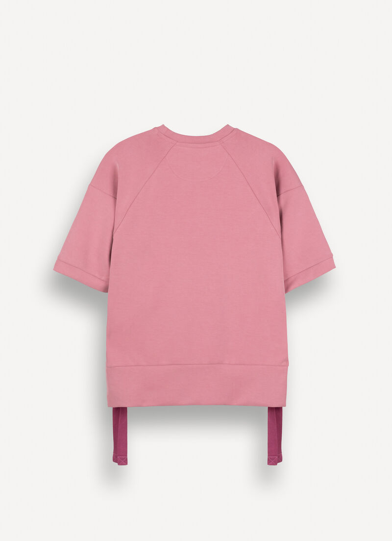 Short-sleeved sweatshirt with drawstring