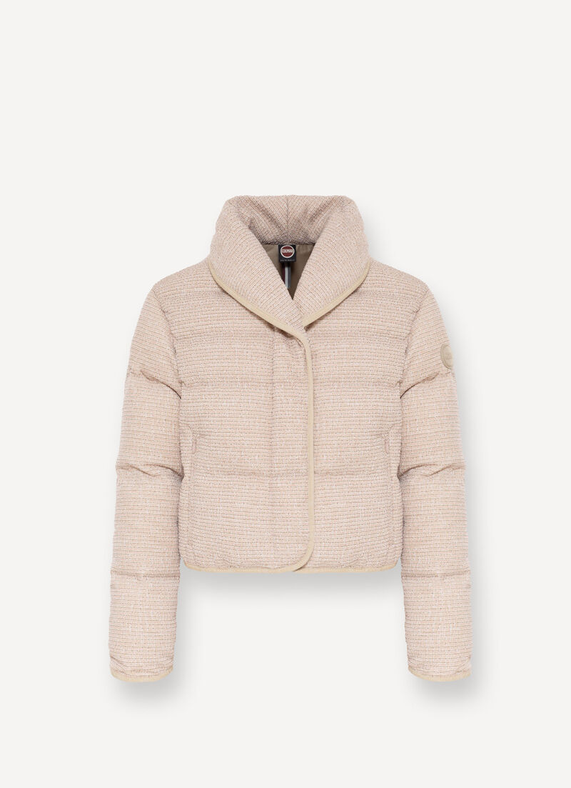 Cropped down jacket with bouclé effect