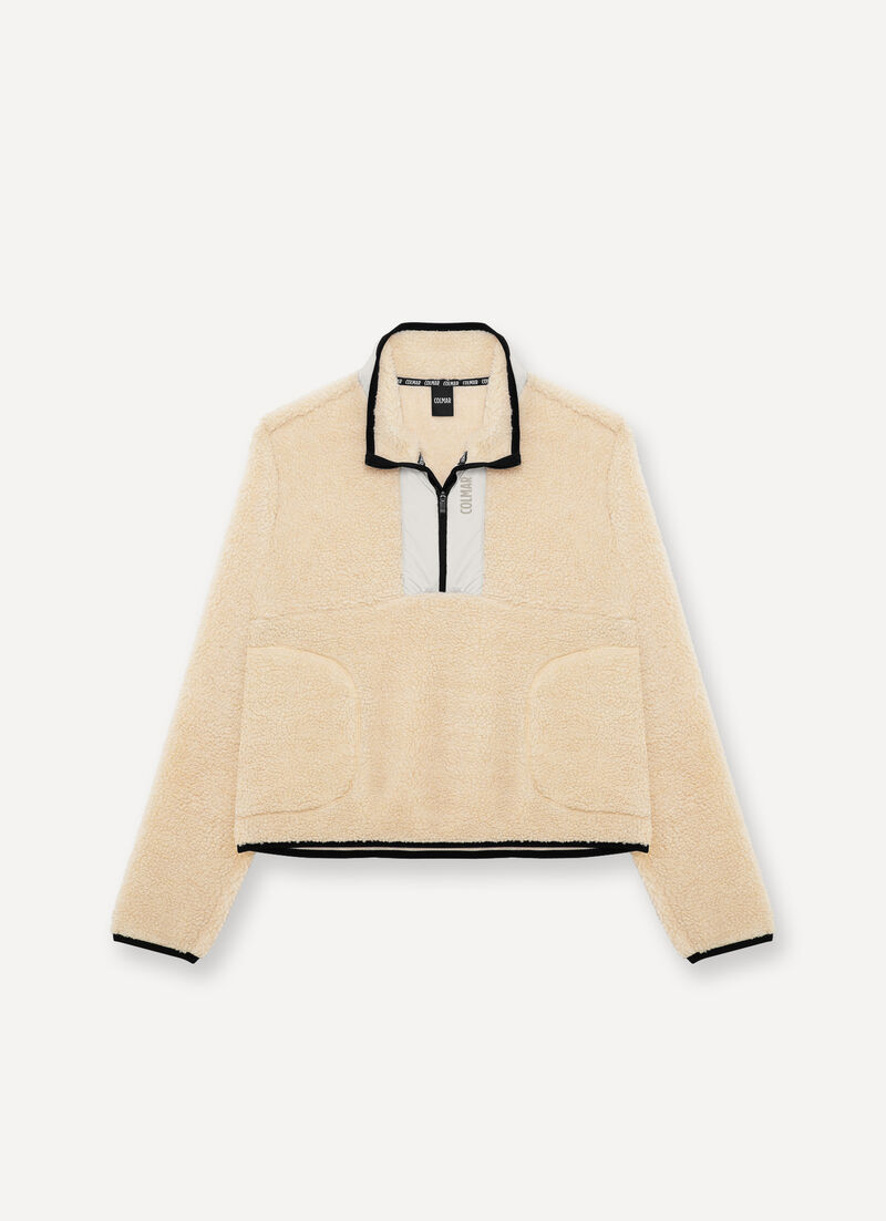 Sherpa-style knit sweatshirt