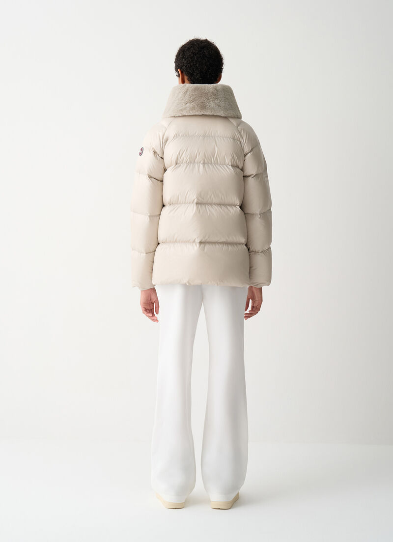 Down jacket with fur collar