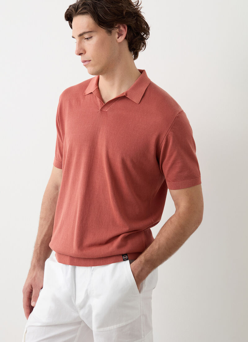 Lightweight linen and cotton polo shirt