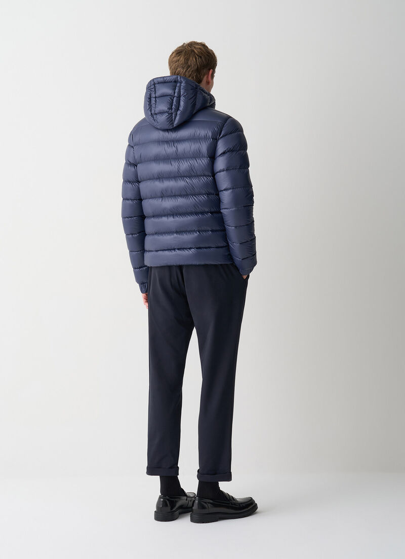 Glossy hooded down jacket