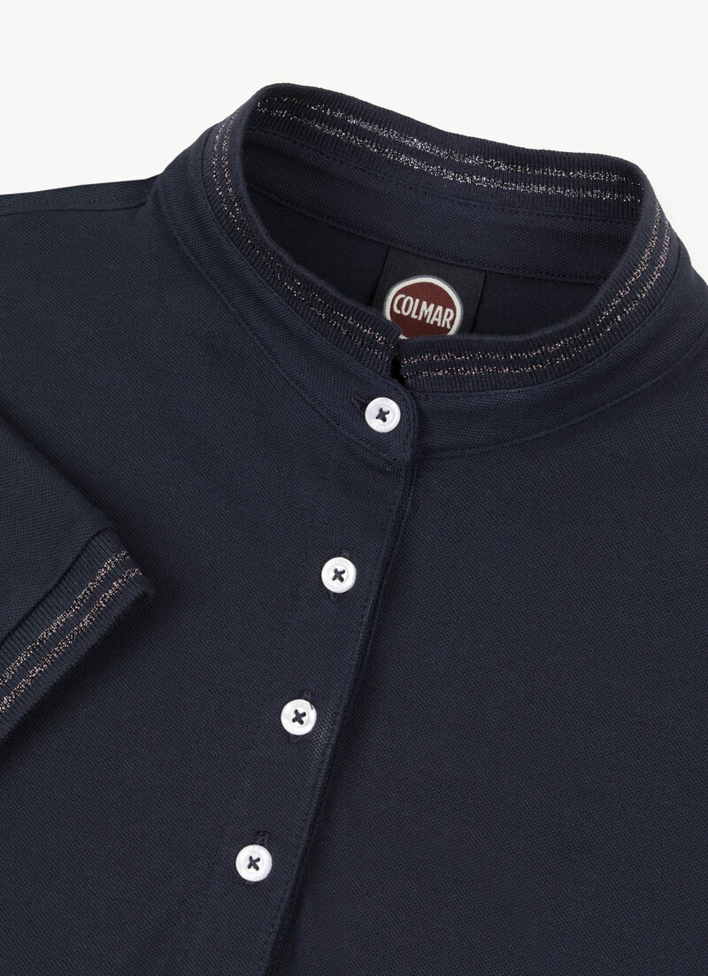 Stretch piqué polo-shirt with ribbed collar