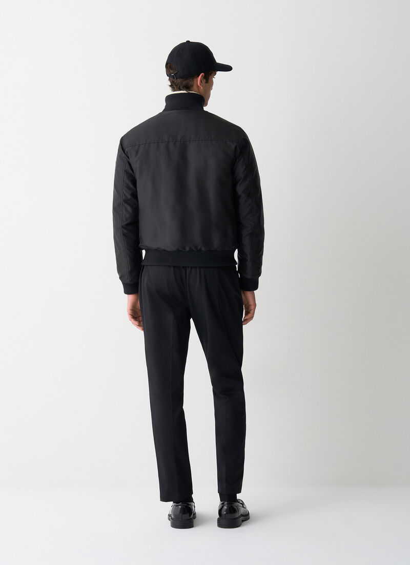 Satin down bomber jacket