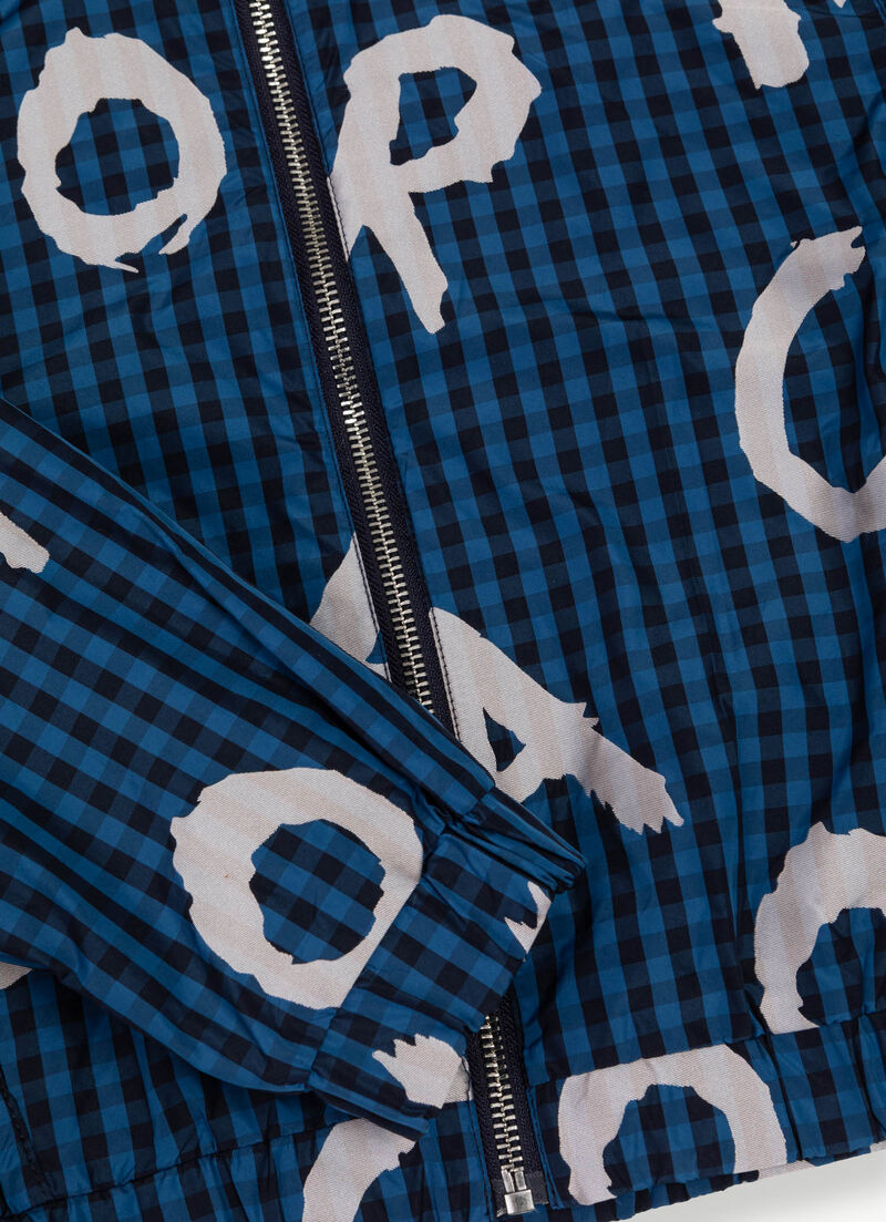 Unlined jacket with vichy pattern and print