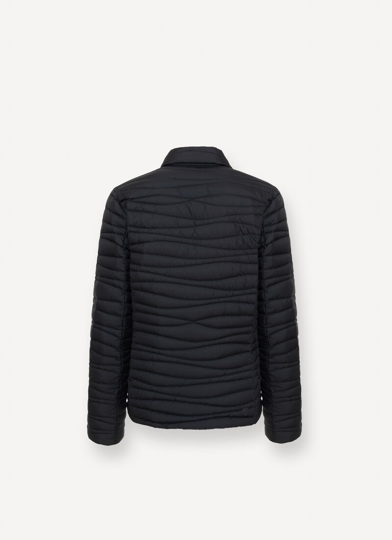 Down-padded blazer with wavy quilting