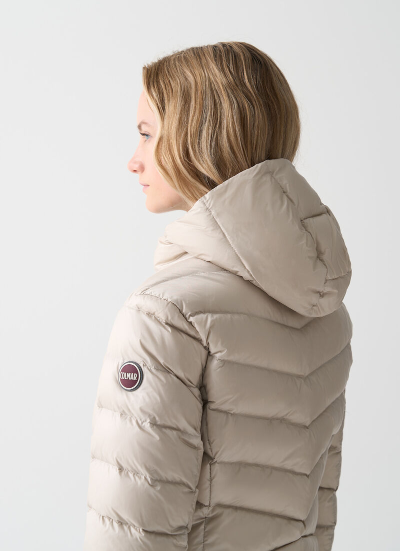 Quilted down jacket with hood