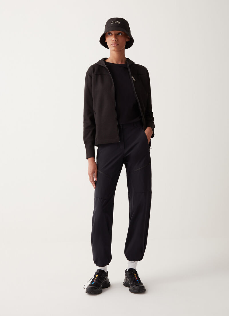 Stretch interlock hooded sweatshirt