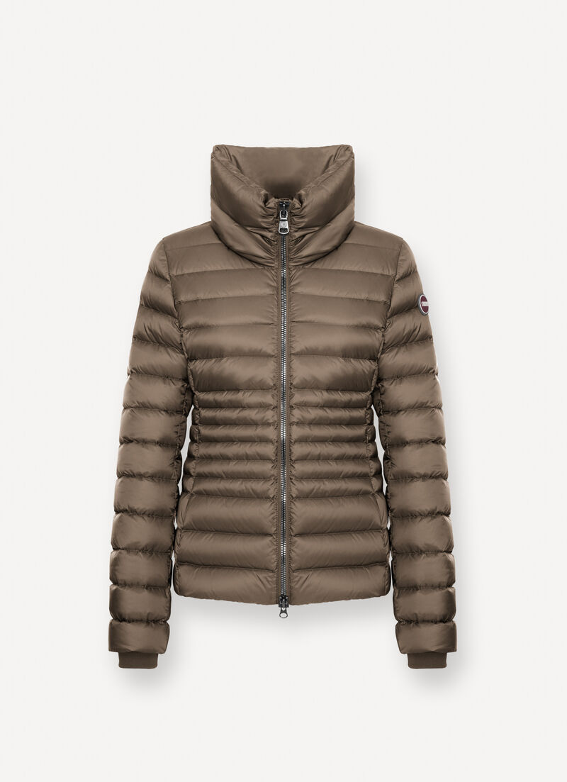 Fitted down jacket with knit cuffs