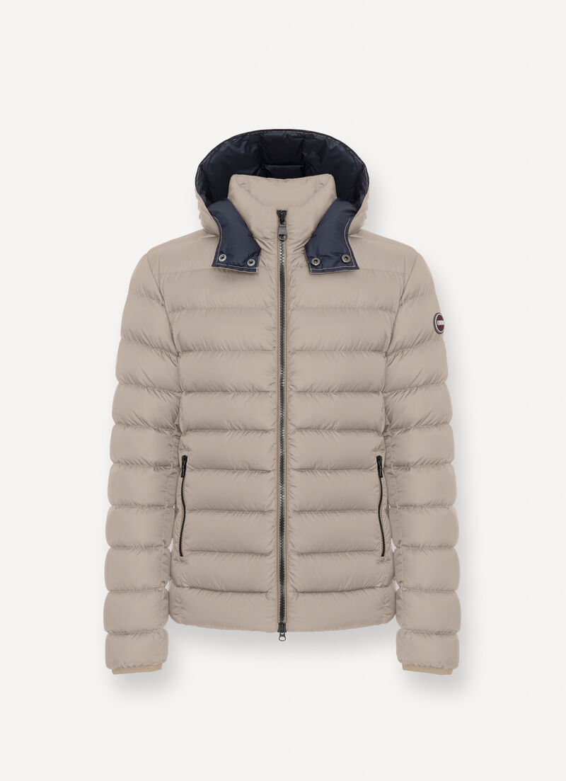 Sporty down jacket with detachable hood