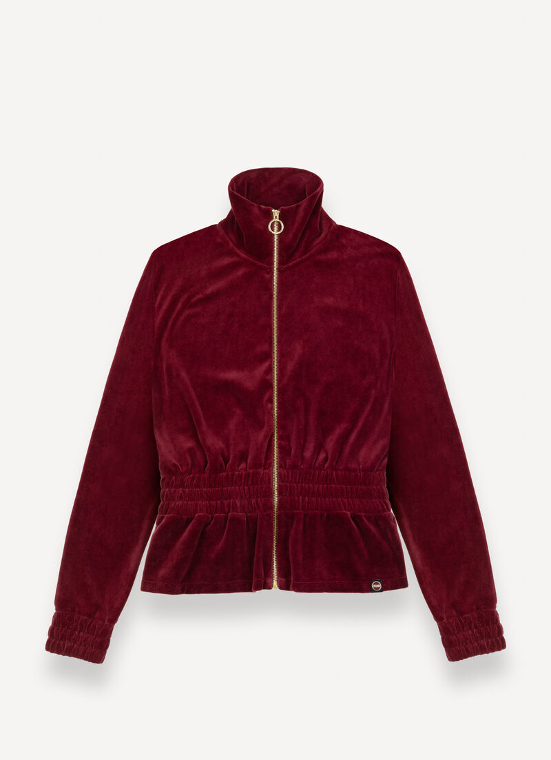 Velvet sweatshirt with stretch waist