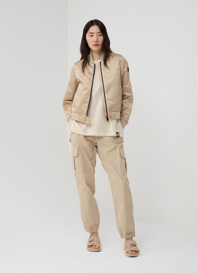Satin bomber jacket with side zips