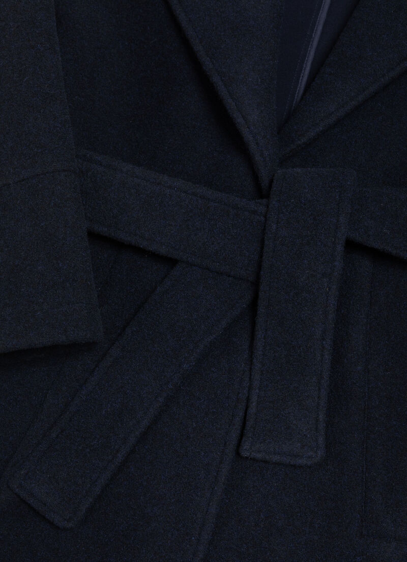 Long wool baize coat with belt