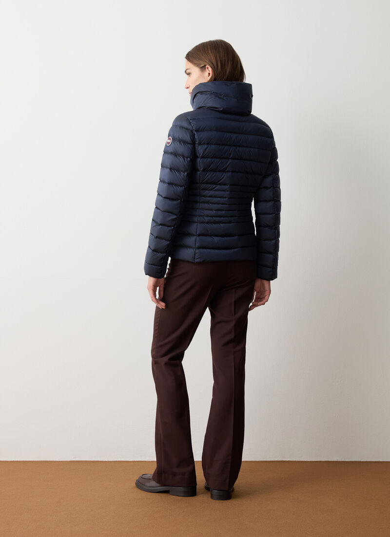 Fitted down jacket with knit cuffs