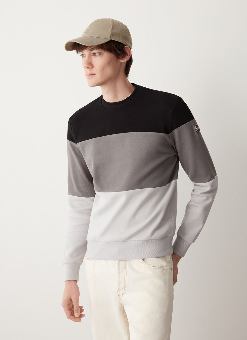 100% cotton piqué round-neck sweatshirt