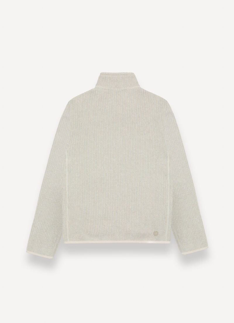 Rib-knit pullover with zip