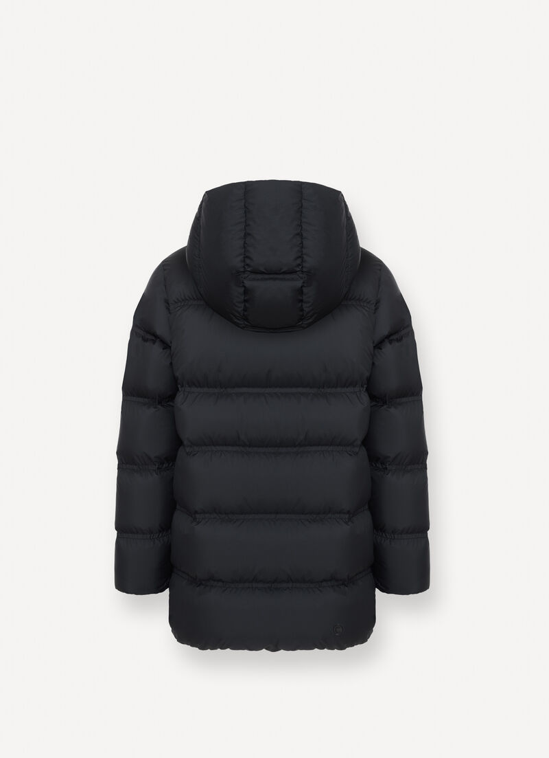 Hooded opaque down jacket