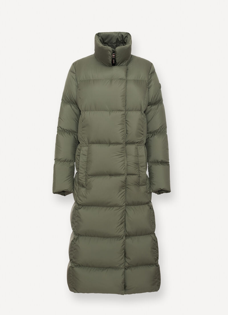 Matte-fabric maxi-down jacket