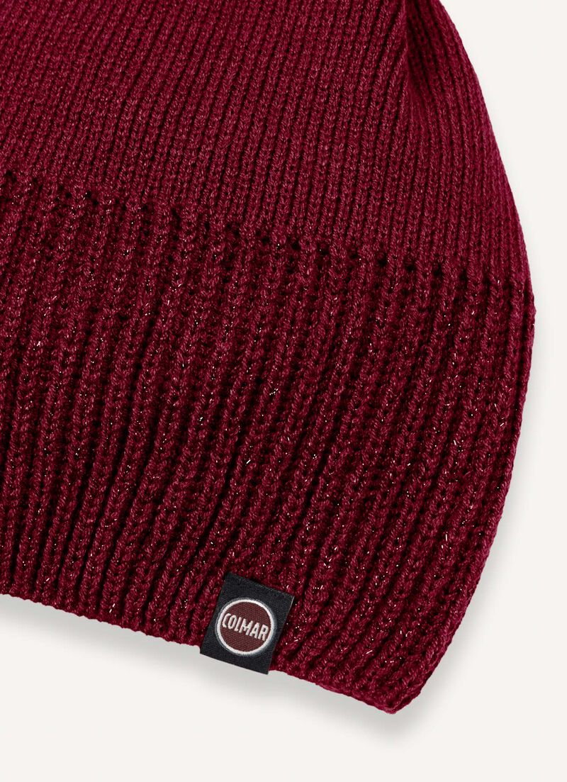 Hat with lurex rib knit