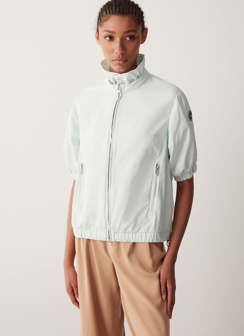 Unlined taffeta jacket with short sleeves